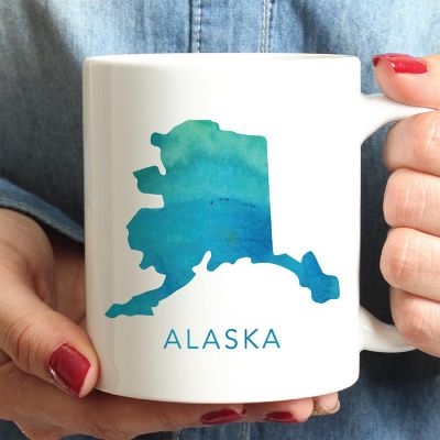 Alaska Aqua Blue Watercolor Ceramic Mug Image 1