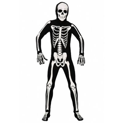 AltSkin Full Body Stretch Fabric Zentai Suit Costume - Glow in the Dark Skeleton (Kid Large) Image 1