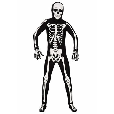 AltSkin Full Body Stretch Fabric Zentai Suit Costume - Glow in the Dark Skeleton (Kid Medium) Image 1