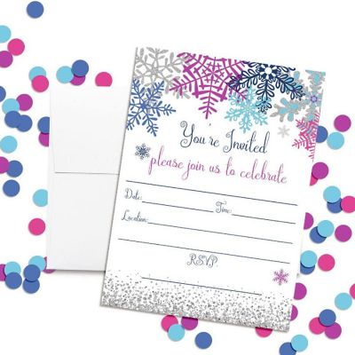 Amanda Creation Winter Snowflake Invitations with Envelopes - 20 Pc. Image 3