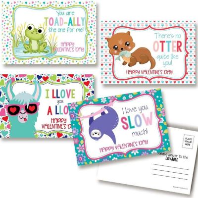 AmandaCreation Animal Valentine's Day Postcards 20pc, Image 1