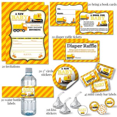 AmandaCreation Baby Under Construction Party Bundle 381pc. Image 1