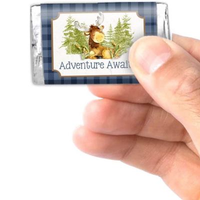 AmandaCreation Blue Adventure Moose Mini Candybar Wrappers 45pc. Image 1