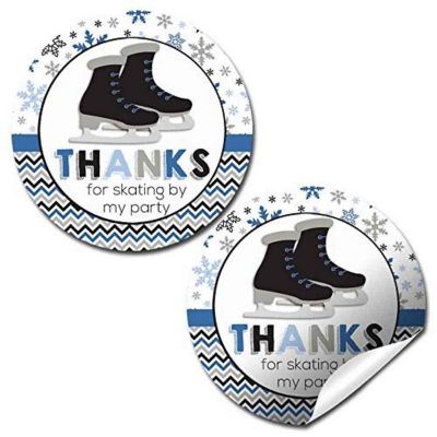 AmandaCreation Blue &amp; Gray Ice Skate Envelope Seals 40pc. Image 1