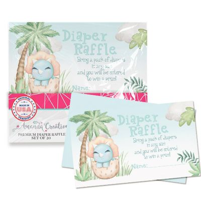 AmandaCreation Blue Dinosaur Boy Diaper Raffle Tickets 20pc Image 1