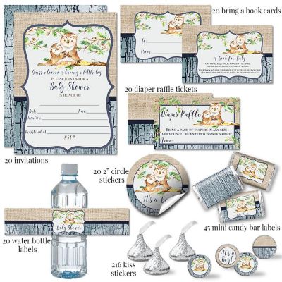 AmandaCreation Blue Guess Whooo Owl Party Bundle 381pc. Image 2