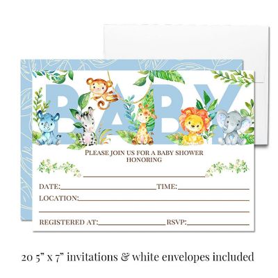 AmandaCreation Blue Jungle Animals Party Bundle 381pc. Image 1