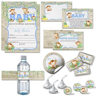 AmandaCreation Blue Jungle Monkeys Party Bundle 381pc. Image 1