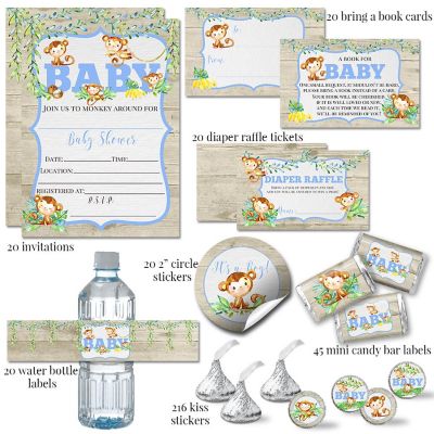 AmandaCreation Blue Jungle Monkeys Party Bundle 381pc. Image 2