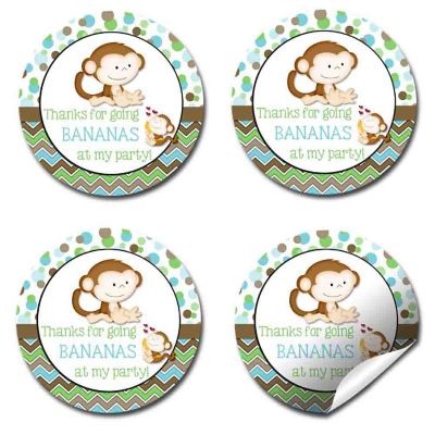AmandaCreation Blue Little Monkey Envelope Seals 40pc. Image 3