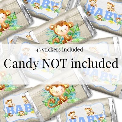 AmandaCreation Blue Monkeys Mini Candybar Wrappers 45pcs. Image 3