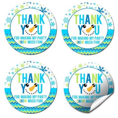 AmandaCreation Blue Snowman Envelope Seals 40pc. Image 3