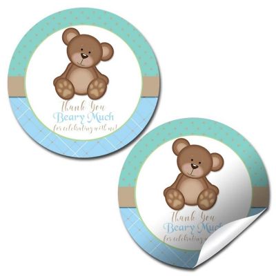 AmandaCreation Blue Teddy Bear Envelope Seals 40pc. Image 1