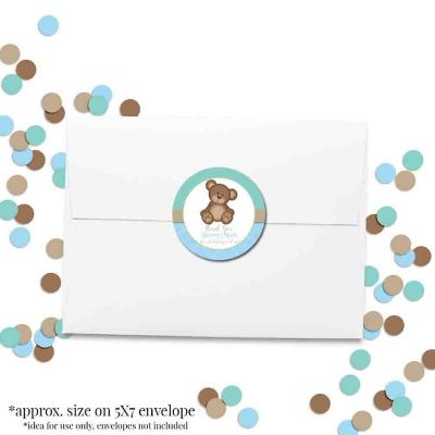AmandaCreation Blue Teddy Bear Envelope Seals 40pc. Image 3