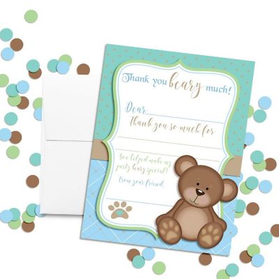 AmandaCreation Blue Teddy Bear Thank You Cards 20pcs. Image 1