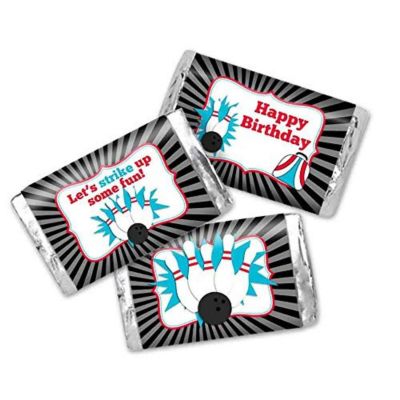 AmandaCreation Bowling Birthday Mini Candybar Wrappers 45pcs Image 1