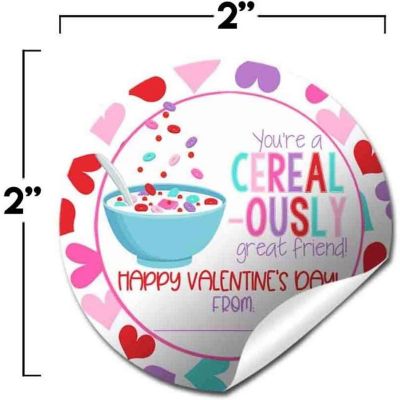 AmandaCreation Breakfast Cereal Valentine Envelope Seals 40pc. Image 1