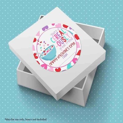 AmandaCreation Breakfast Cereal Valentine Envelope Seals 40pc. Image 2