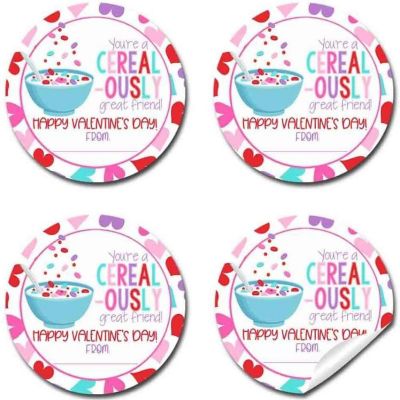 AmandaCreation Breakfast Cereal Valentine Envelope Seals 40pc. Image 3
