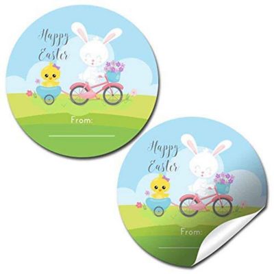 AmandaCreation Bunny on a Bike Envelope Seals 40pc. Image 1