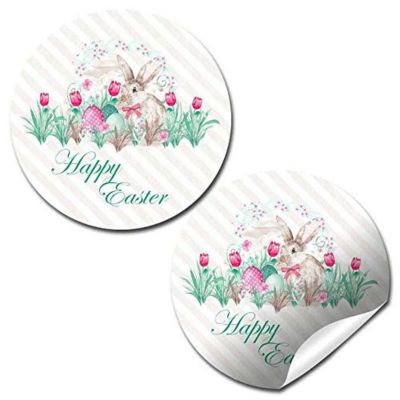 AmandaCreation Bunny With Tulips Easter Envelope Seals 40pcs. Image 1