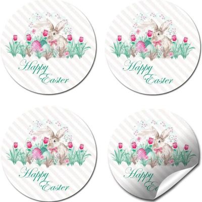 AmandaCreation Bunny With Tulips Easter Envelope Seals 40pcs. Image 3