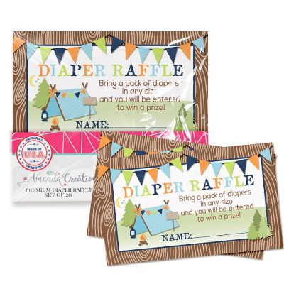 AmandaCreation Camping Boy Diaper Raffle Tickets 20pc. Image 1