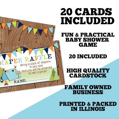 AmandaCreation Camping Boy Diaper Raffle Tickets 20pc. Image 1