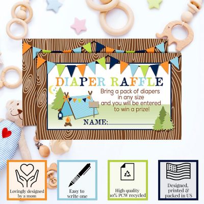 AmandaCreation Camping Boy Diaper Raffle Tickets 20pc. Image 2