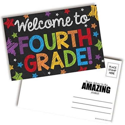 AmandaCreation Chalkboard Welcome To 4th Grade Postcards 30pc. Image 1