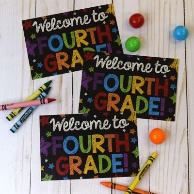 AmandaCreation Chalkboard Welcome To 4th Grade Postcards 30pc. Image 1