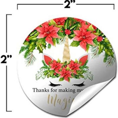 AmandaCreation Christmas Unicorn Envelope Seals 40pc. Image 1