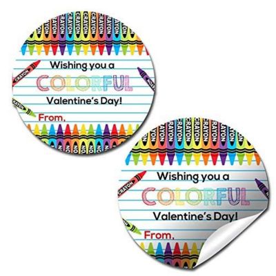 AmandaCreation Colorful Crayon Valentine Envelope Seals 40pc. Image 1
