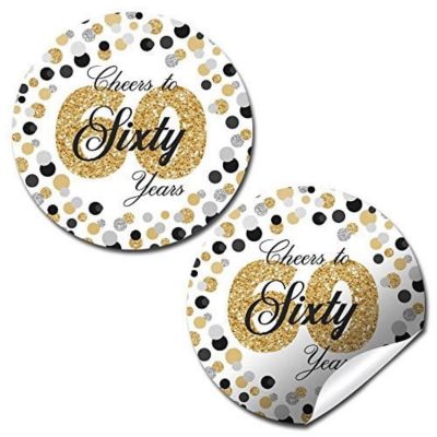 AmandaCreation Confetti 60th Birthday Envelope Seals 40pc. Image 1