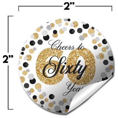 AmandaCreation Confetti 60th Birthday Envelope Seals 40pc. Image 1