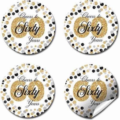 AmandaCreation Confetti 60th Birthday Envelope Seals 40pc. Image 2