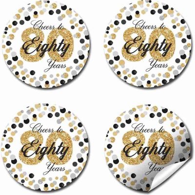 AmandaCreation Confetti Polka Dot 80th Envelope Seals 40pc. Image 3