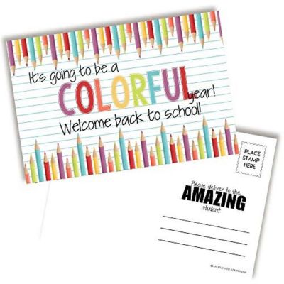 AmandaCreation Crayon Back to School Teacher Student Postcards&amp;#160;30pc. Image 1