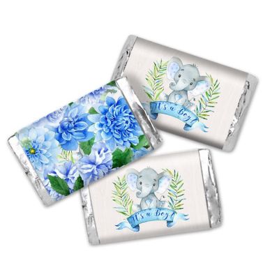 AmandaCreation Dahlia Elephant Blue Mini Candybar Wrappers 45pc. Image 1