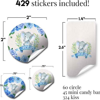 AmandaCreation Dahlia Elephant Blue Sticker Bundle 429pc. Image 1
