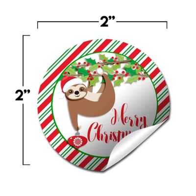 AmandaCreation Deck The Halls Sloth Envelope Seals 40pc. Image 1