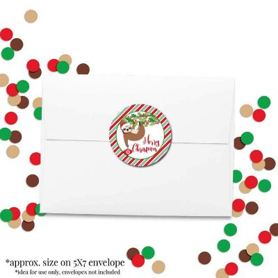 AmandaCreation Deck The Halls Sloth Envelope Seals 40pc. Image 3
