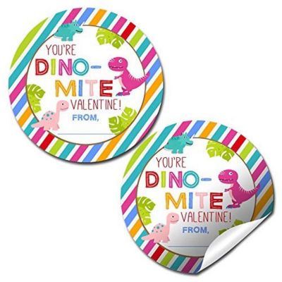 AmandaCreation Dinosaur Pink Valentine Envelope Seals 40pc. Image 1