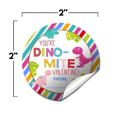 AmandaCreation Dinosaur Pink Valentine Envelope Seals 40pc. Image 1