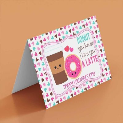AmandaCreation Donut and Coffee Valentine Greeting Card 2pc. Image 2