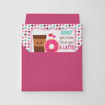 AmandaCreation Donut and Coffee Valentine Greeting Card 2pc. Image 3