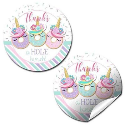 AmandaCreation Donut Unicorn Envelope Seals 40pc. Image 1