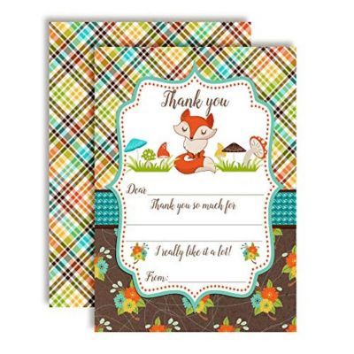 AmandaCreation Fall Fox Thank You Cards 20pc. Image 1