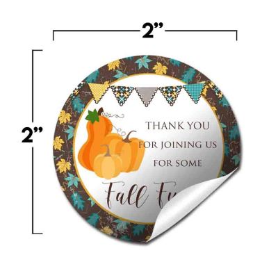 AmandaCreation Fall Pumpkins &amp; Teal Leaves Envelope Seals 40pc. Image 1