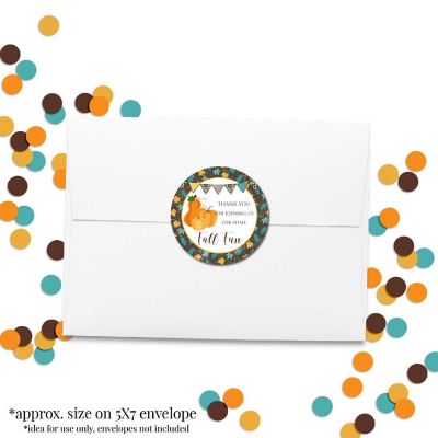 AmandaCreation Fall Pumpkins &amp; Teal Leaves Envelope Seals 40pc. Image 3